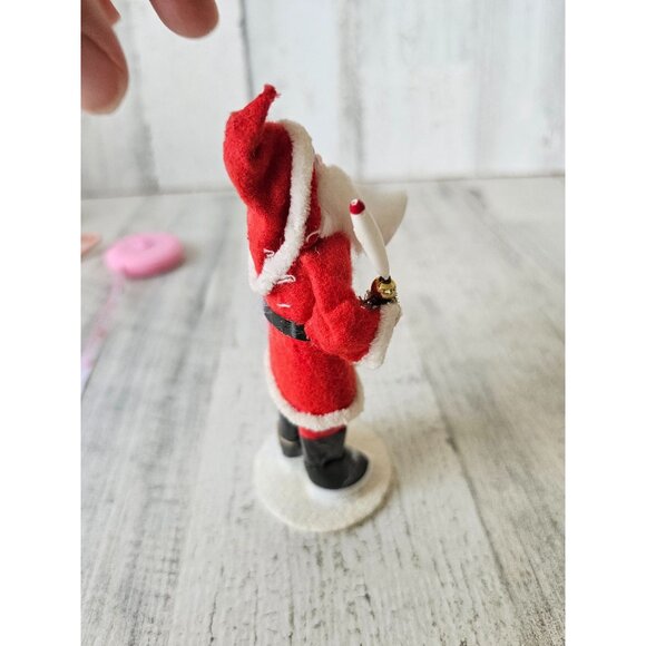 Antique putz Santa Bell candle mini plastic felt decor sparkle shabby chic Xmas - Picture 3 of 9